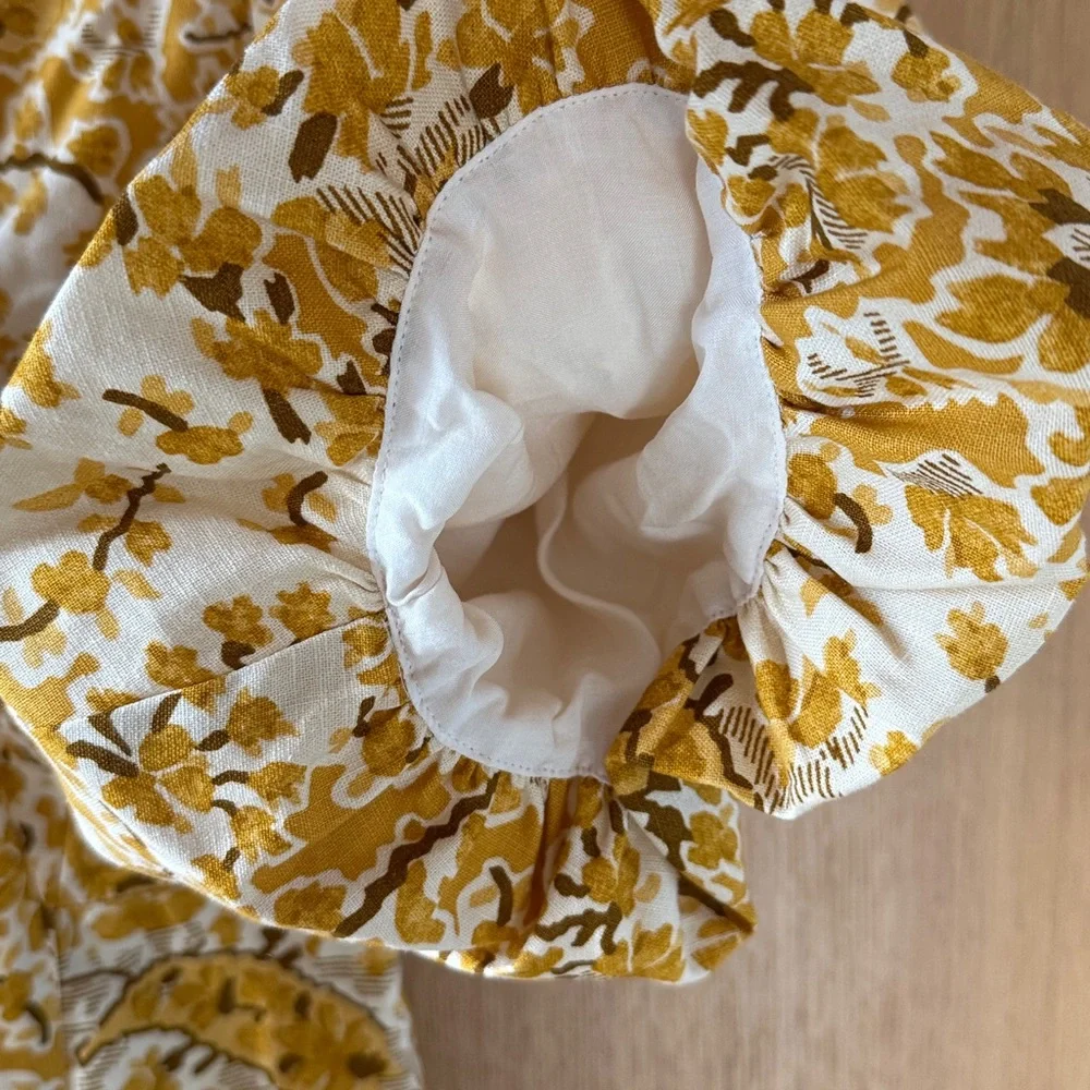 Sezane ROBE LONGUE NEOMIE ALCAZAR OCRE Yellow Floral Dress NWT SIZE 34 US 2 - Picture 10 of 16